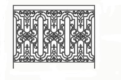 Balustrade, ornate cast iron railing