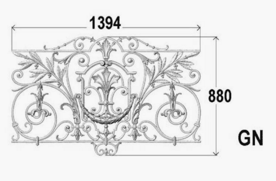 Balustrade, ornate cast iron railing