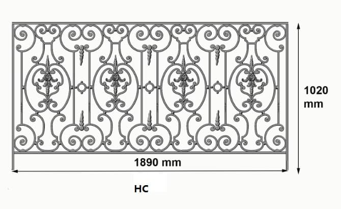 Balustrade, ornate cast iron railing - Thumbnail 2
