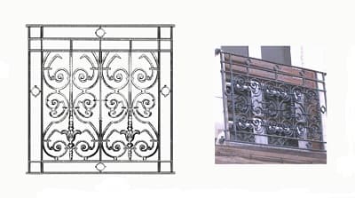 Balustrade, ornate cast iron railing