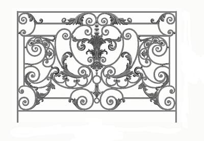 Balustrade, ornate cast iron railing