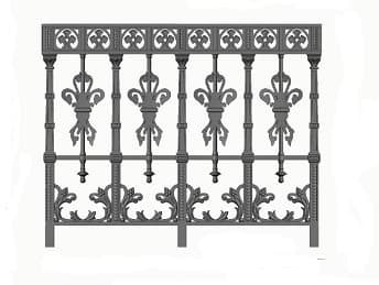 Balustrade, ornate cast iron railing
