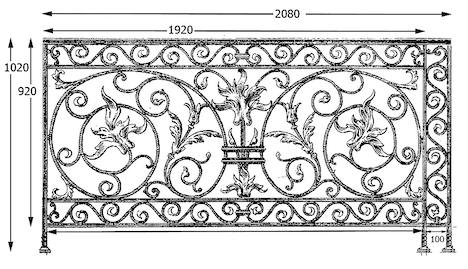 Balustrade, ornate cast iron railing