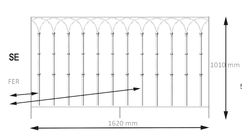 Balustrade, ornate cast iron railing