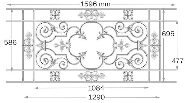 Balustrade, ornate cast iron railing