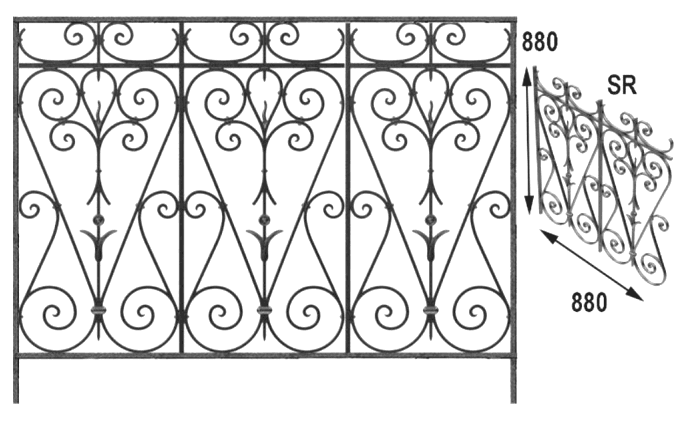 Balustrade, ornate cast iron railing