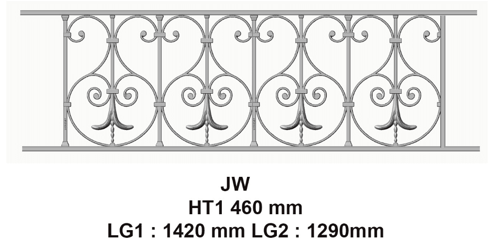 Balcony grille, cast iron guardrail — ref JW