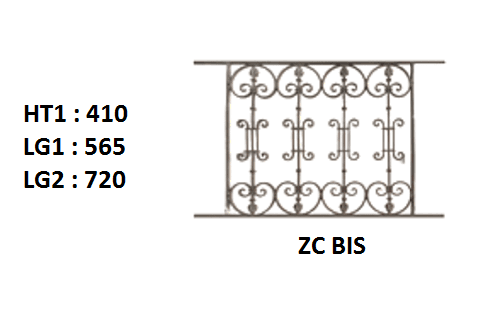 Balcony grille, cast iron guardrail — ref ZC Bis
