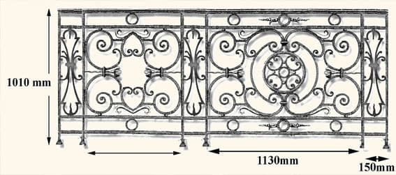 Balustrade, ornate cast iron railing