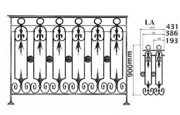 Balustrade, ornate cast iron railing
