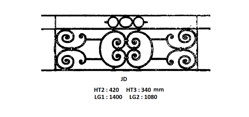 Balcony grille, cast iron guardrail — ref JD
