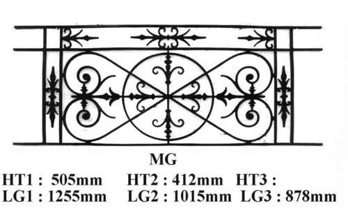 Balcony grille, cast iron guardrail — ref MG