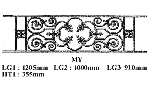Balcony grille, cast iron guardrail — ref MY