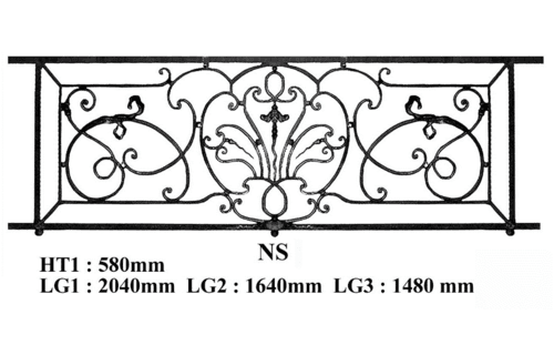 Balcony grille, cast iron guardrail — ref NS
