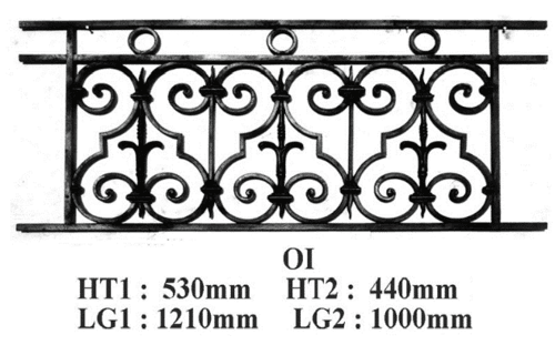 Balcony grille, cast iron guardrail — ref OI