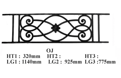 Balcony grille, cast iron guardrail — ref OJ