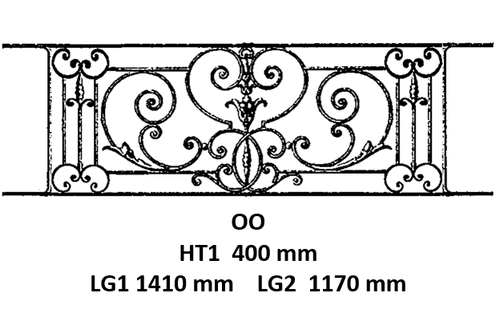 Balcony grille, cast iron guardrail — ref OO