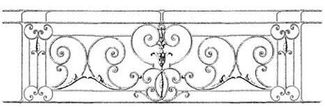 Balcony grille, cast iron guardrail — ref OO-BIS