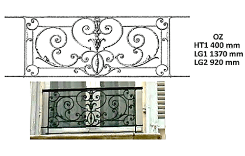 Balcony grille, cast iron guardrail — ref OZ