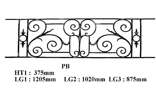 Balcony grille, cast iron guardrail — ref PB