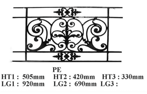 Balcony grille, cast iron guardrail — ref PE