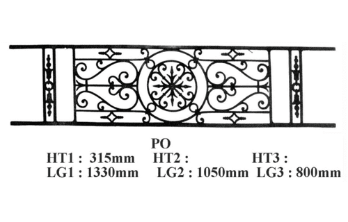 Balcony grille, cast iron guardrail — ref PO