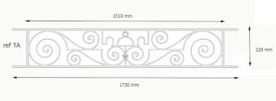 Balcony grille, cast iron guardrail — ref TA