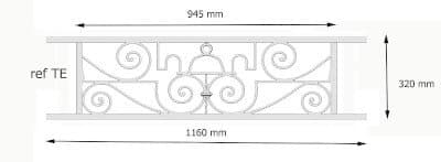 Balcony grille, cast iron guardrail — ref TE