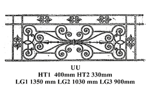 Balcony grille, cast iron guardrail — ref UU
