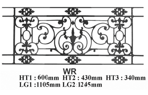 Balcony grille, cast iron guardrail — ref WR