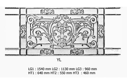 Balcony grille, cast iron guardrail — ref YL