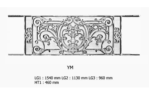 Balcony grille, cast iron guardrail — ref YM
