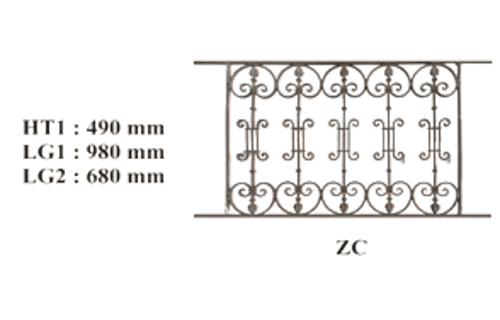 Balcony grille, cast iron guardrail — ref ZC